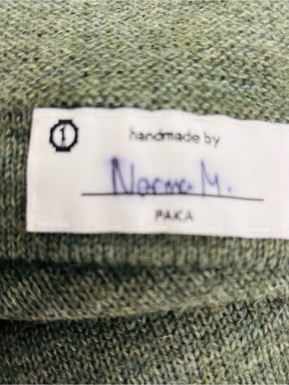 Paka Royal Alpaca blend artisan made signature hoodie in eucalyptus green. L - Picture 5 of 6